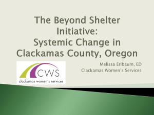 Beyond Shelter Initiative Systemic Change in Clackamas County
