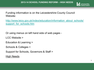 Bursar Roadshow Spring 2013 - Leicestershire County Council