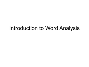 Introduction to Word Analysis