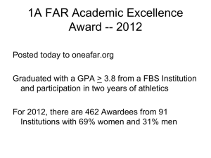 Majors of 2012 1A FAR Awardees