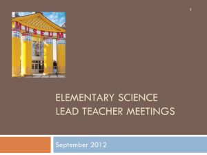 Elementary Science Lead Teacher Meeting - Sept 2012