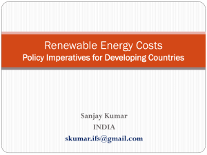 Renewable Energy Costs Policy Imperatives for Developing Countries