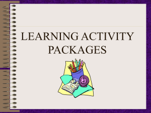 LEARNING ACTIVITY PACKAGES