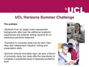 UCL Horizons Summer Challenge: Supporting Under-represented Students