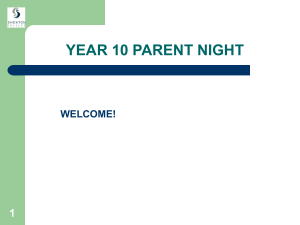 Shenton College Year 10 Parent Night Presentation