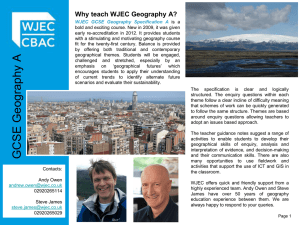 GCSE Geography Specification A Qualification Overview