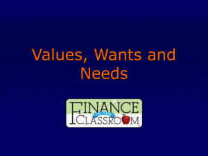 Show Values, Wants and Needs PPT