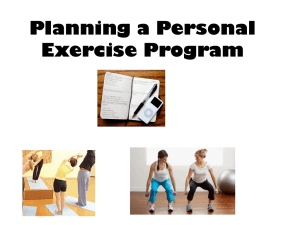 Planning a Personal Activity Program