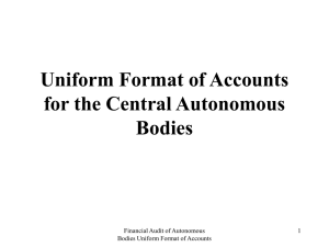 Uniform Format of Accounts for the Central Autonomous Bodies