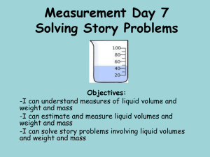 Measurement Story Problems: Volume, Weight, Mass