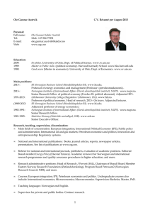 Ole Gunnar Austvik CV - Energy Economics & Political Economy