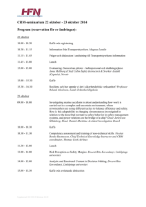 CRM-seminarium 22 oktober - 23 oktober 2014 Program