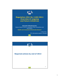 EU Food Regulation 1169/2011: Initiatives Overview