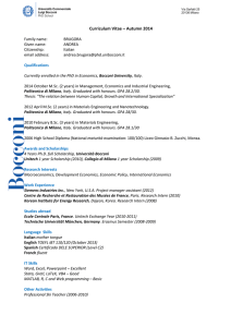Andrea Brugora - Curriculum Vitae - Economia e Ingegneria