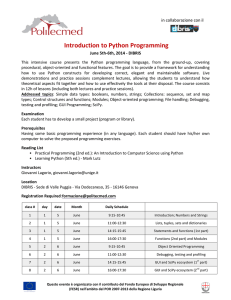 Introduction to Python Programming Course - Syllabus