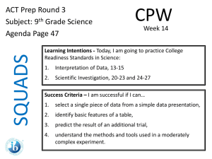 9th Grade Science ACT Prep: Data & Investigation