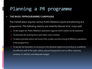 Planning a Public Relations Programme: Key Elements
