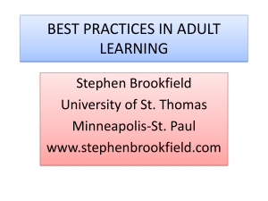 BEST PRACTICES IN ADULT LEARNING