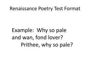 Renaissance Poetry Test: Suckling & Raleigh