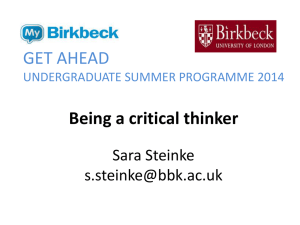 Critical thinking at undergraduate level