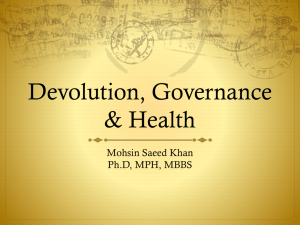 Devolution, Governance & Health