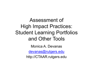 Assessment of High Impact Practices: Student Portfolios and Other