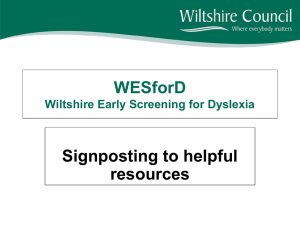 WESforD: Wiltshire Dyslexia Screening Resources