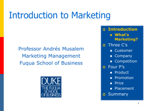 Introduction to Marketing - Duke University`s Fuqua School of Business