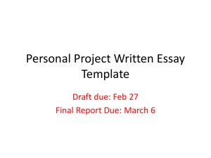 Personal Project Written Essay Template