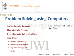 Problem Solving Using Computers: Lecture 1
