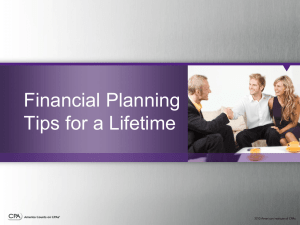 Financial Planning Tips for a Lifetime Presentation