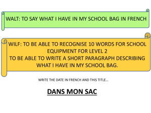 French School Supplies Vocabulary Worksheet