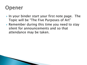 Opener The Five Purposes of Art