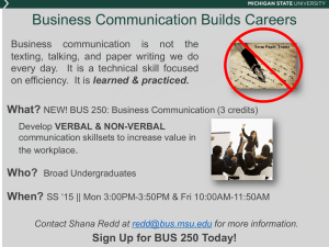 BUS 250 Pilot Overview – Spring 2015