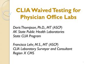 CLIA Waived Testing for Physician Office Labs