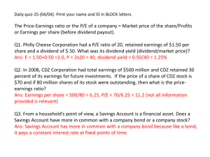 P/E Ratio & Dividend Yield Quiz with Solutions