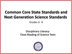 Close Reading - Disciplinary Literacy