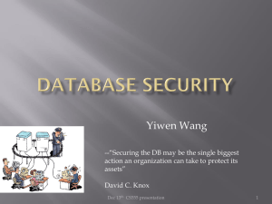 Database Security - Department of Computer Science
