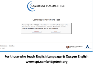 Cambridge Placement Test Access Instructions