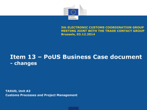 Item 13 – PoUS Business Case document