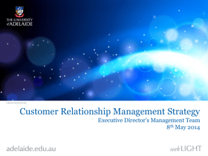 CRM Strategy - University of Adelaide