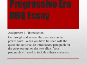 Progressive Era DBQ Essay Assignment: Introduction