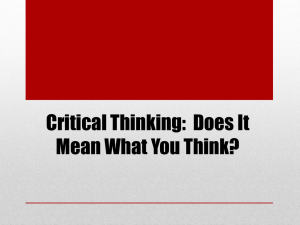 Critical Thinking: Does It Mean What You Think?