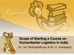 Scope of Starting a Course on Humanitarian Logistics in