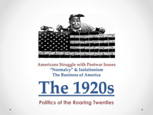 Americans Struggle with Postwar Issues *Normalcy* & Isolationism