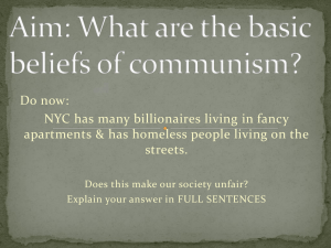 Communism: Basic Beliefs & Definitions - Class Notes