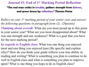 Senior Year 1st Marking Period Reflection Journal