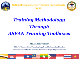 ASEAN Tourism Training Methodology: Competency & MRA