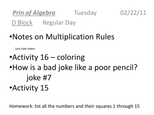 Algebra Class Notes: Multiplication, Exponents, Order of Operations