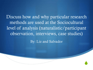 naturalistic/participant observation, interviews, case studies